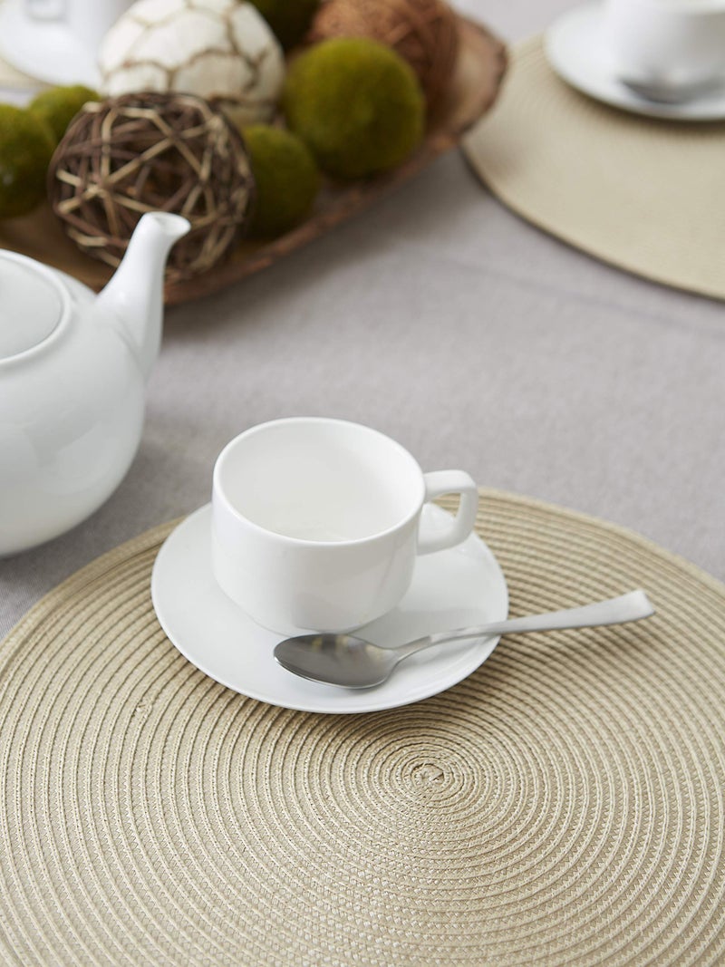 DII Classic Woven Tabletop Collection, Indoor/Outdoor Placemat Set, Round, 15" Diameter, Natural, 6 Piece - Image 4